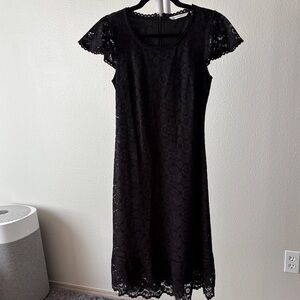 Isaac Mizrahi Elegant Black Lace Midi Dress Like New Never worn